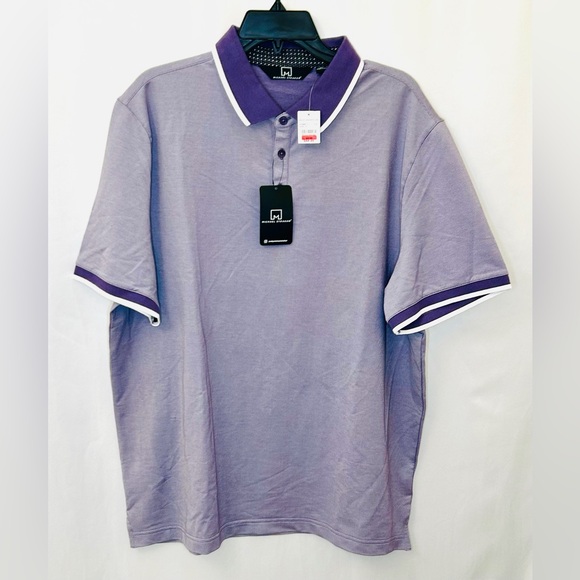 NWT!!! Michael Strahan Mens Polo Shirt Size Large Light Purple Cotton Blend B16 - Picture 1 of 9
